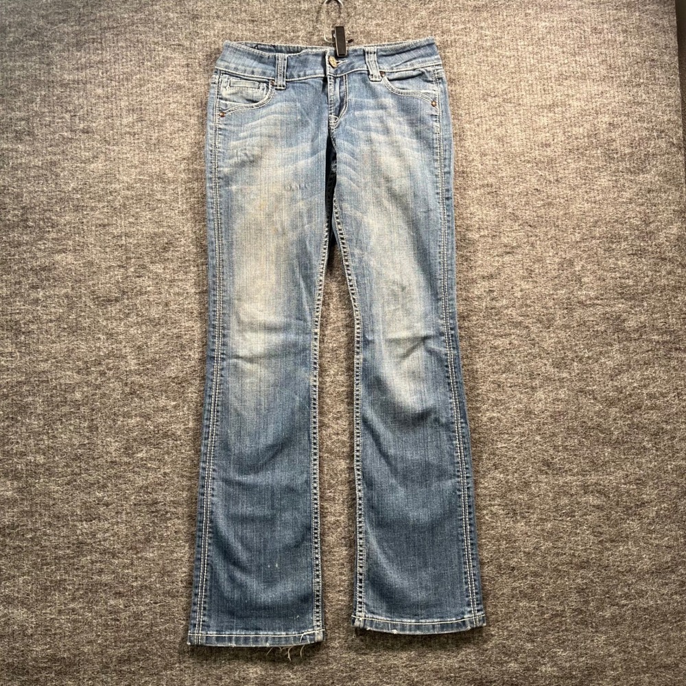 Tin Haul Womens 27/R Western Bootcut Jeans Blue Medium Wash Embroidered Pockets